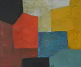 Abstract Oil on canvasSigned with initials and dated 82 lower right; signed and dated 1982 verso46 x 54cm (18 x 21¼ in.) by Serge le Guyec, 1982, Oil on canvasSigned with initials and dated, sold Oct 2020