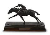 Horse and jockeyBronzeSigned with initials, dated 97 and numbered 7/937 x 58cm (14½ x 22¾ in.) (including base) by Philip Blacker, watercolor, sold Oct 2020