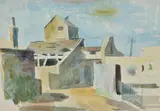 Old Buildings at Shoreham by Elwin Hawthorne, 1934, watercolor, offered Oct 2020