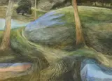 Through the Trees III by Eleri Mills, charcoal and pastel on paper, sold Oct 2020