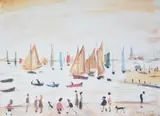 Yachts by L. S. Lowry, print (other), sold Oct 2020
