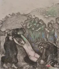 Joseph et ses frères (pl by Marc Chagall, Etching and aquatint with hand-colouring, sold Oct 2020