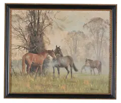 A Misty MorningOil on canvas Signed lower right 51 x 61cm (20 x 24 in.) by W.R. Jennings, oil, sold Oct 2020