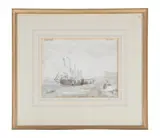 Fishermen unloading the catch by George Chambers Jr., watercolor, offered Oct 2020