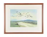 High Tide - Wild Swans by Peter Scott, pencil, sold Oct 2020