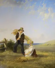 Haystack in Surrey by George Leon Little, oil on board, sold Jan 2022