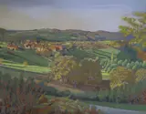 Paysage Périgord, November 1984 by Tom Pomfret, mixed media, sold Jan 2022