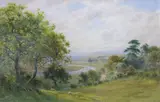 Extensive summer landscape by Roberto Angelo Kittermaster Marshall, watercolour, sold Jan 2022