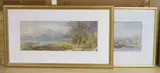 River landscape with barge and cattle beside a loch by Cornelius Pearson, 1864, watercolor, offered Jan 2022