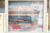 Berthed at Caen 2000, Artists label verso, 25 x 27cm by Geoffrey Bradford, mixed media, sold Dec 2021