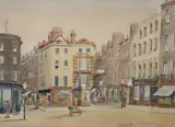 Holywell Street and Wych Street by Frederick Gordon Fraser, watercolour, sold Dec 2021