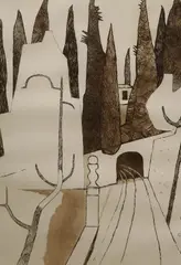 Villa Gamberaia by Julian Trevelyan, etching, sold Dec 2021