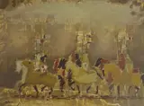 The Cavalry by Nigel Lambourne, oil on board, sold Dec 2021