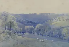 View on the South Downs by Frederick Tucker, watercolour, sold Dec 2021