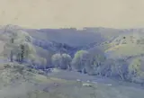 View on the South Downs by Frederick Tucker, watercolour, sold Dec 2021