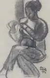 Study of a seated woman by John Melville, 1952, charcoal, sold Dec 2021