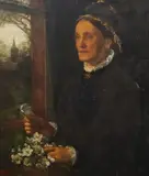 Portraits of Joseph and Phoebe King of Hampstead, 1882 pair of oils on canvas Exhibited at the Royal Academy, 1882, 69 x 58cm by Edward Robert Hughes, oil, offered Dec 2021