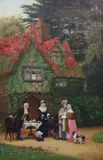 Georgian tea party before a country houseoil on canvassigned by Arthur Langley Vernon, oil on canvas, offered Dec 2021