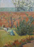 Mrs Meteyard in Henry James's Garden, Rye, c.1910oil on canvasRedfern Gallery label verso58 x 41cm Meteyard was the only non-French elected member of the Nabis by Thomas Buford Meteyard, oil, sold Dec 2021