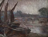 View of Richmond Bridgeoil on wooden panelinitialled by Philip Wilson Steer, oil on wood, offered Dec 2021