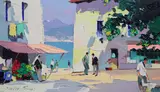 Beaulieu near Nice, S of France oil on canvas signed 22 x 37cm by Cecil Rochfort D'Oyly-John, oil on canvas, sold Dec 2021