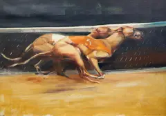 Greyhounds racing' oil on canvas signed and dated '63 45 x 64cm by John Skeaping, oil on canvas, offered Dec 2021