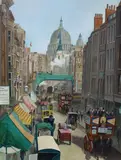 View along Fleet Street c.1900 oil on board signed 60 x 45cm by Ronald George Ferns, oil on board, offered Dec 2021