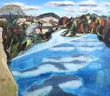 Chollerford Weir by Keith Grant, Oil on canvas laid on board, sold Dec 2021
