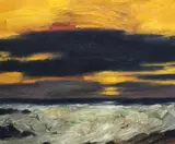 Stormy Sea, Evening, 1986 Oil on canvas Signed 51 x 61cm by John Houston, Oil on canvas, sold Dec 2021