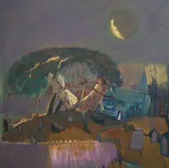 The Yew Tree (Wilimington) oil on panel signed and dated 2002 90 90cm by Harold Mockford, 2002, oil on panel, sold Dec 2021
