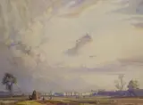 A Manchester Playing Ground' watercolour signed, 1922 Fine Art Society Exhibition label verso 44 x 56cm by Lamorna Birch, watercolour, sold Dec 2021