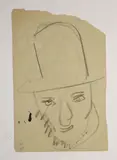 Head of a man wearing a hat by Henri Gaudier-Brzeska, Charcoal on paper, sold Dec 2021