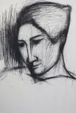 Untitled by Elena Gaputytė, charcoal on paper, sold Dec 2021