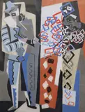 Arlecchino e Pedrolino' lithograph signed in pencil, 89/120 69 x 53cm by Gino Severini, lithograph, offered Dec 2021