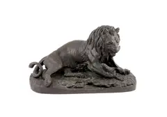 Lion capturant un gavial by Christopher Fratin, bronze, sold Dec 2021