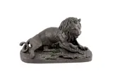 Lion capturant un gavial by Christopher Fratin, bronze, sold Dec 2021
