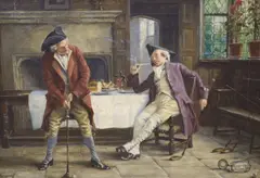 Georgian interior with golfers by Frank Moss Bennett, 1923, oil on canvas, sold Dec 2021