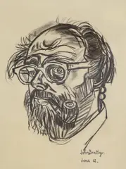 Self portrait by John Bratby, charcoal on paper, sold Dec 2021