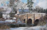 Beside the old bridge' oil on canvas signed 60 x 90cm by Clive Madgwick, oil on canvas, sold Dec 2021