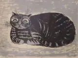 Study of a cat by Robert Tavener, screenprint, sold Dec 2021