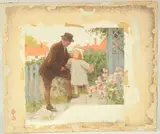 British, A man on a doorstep being greeted by a young girl holding a book by Percy Tarrant, oil on board, offered May 2023