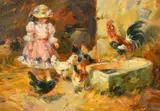 In the Barn by Tatyana Yenikeyeva, oil on board, offered May 2023