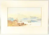 British, A panoramic landscape with a lake, sailing boats and mountains by Edwin Earp, watercolour, offered May 2023