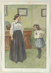 Auntie you had best leave me alone by Gordon Browne, watercolour and gouache, offered May 2023