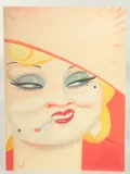 Irish, Portrait of a blonde woman with a cigarette in her mouth by Edward Sylvester Hynes, watercolour, offered May 2023