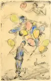 Spanish, balloon seller by Arturo Peyrot, watercolour, offered May 2023