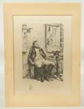 A print of a gentleman smoking a pipe by Félix Oudart, print, offered May 2023