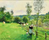 French, a female figure gathering carrying milk by Jules Rene Herve, oil on board, sold Mar 2023