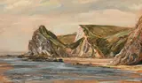 Dorset Coast, Near Lulworth by Edward Stamp, 1976, oil on board, offered Mar 2023