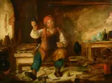 English School, a blacksmith enjoying a drink in his workshop by Alfred Green, oil on board, sold Mar 2023